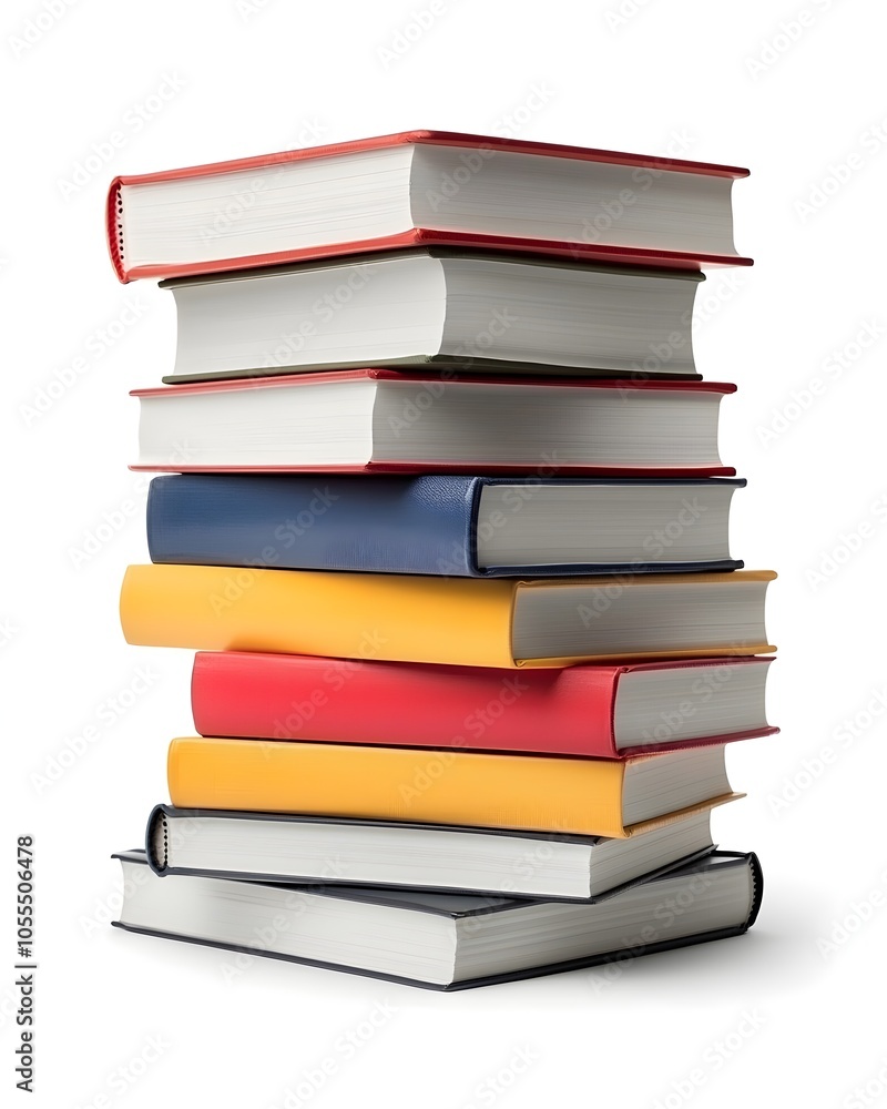 Stacked colorful books on a white background Stacked colorful books on a white background