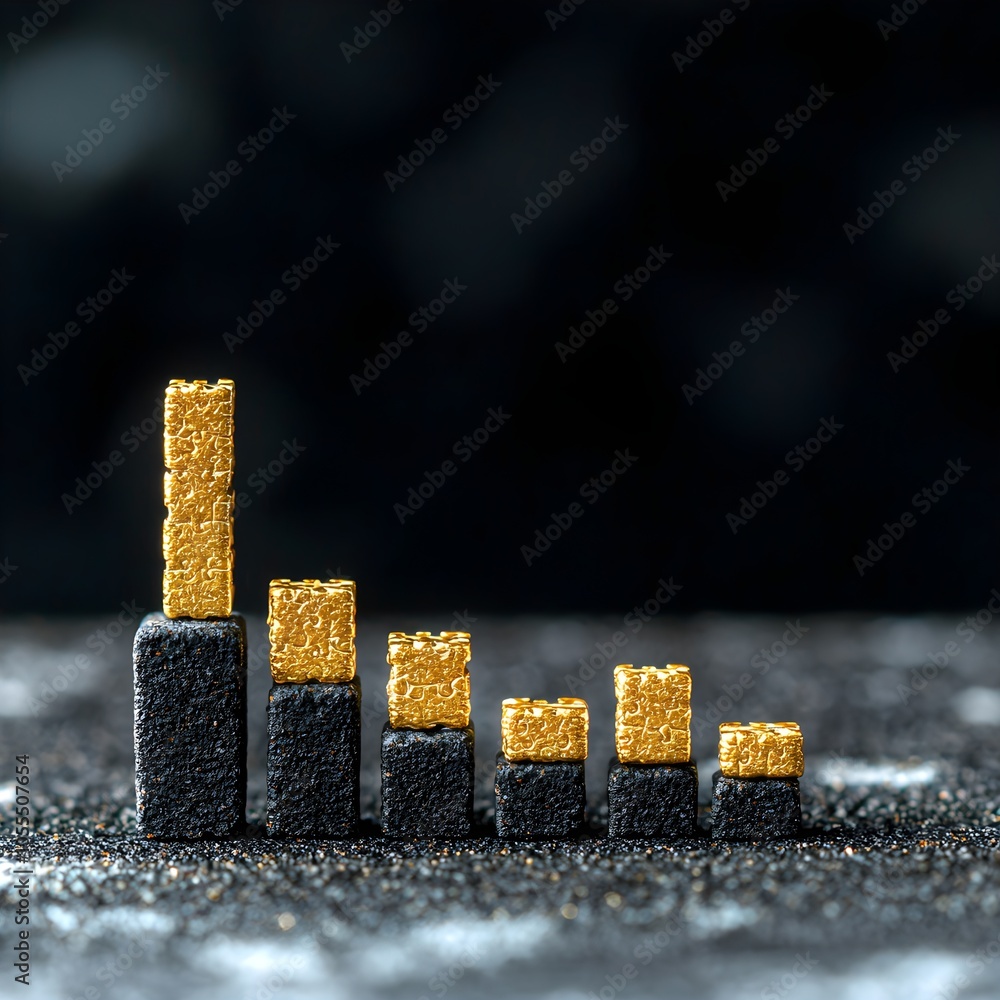 Abstract representation of financial growth with gold bars Abstract representation of financial growth with gold bars