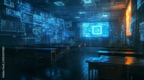 Wallpaper Mural Holographic Classroom Concept with Data Protection Themes Torontodigital.ca