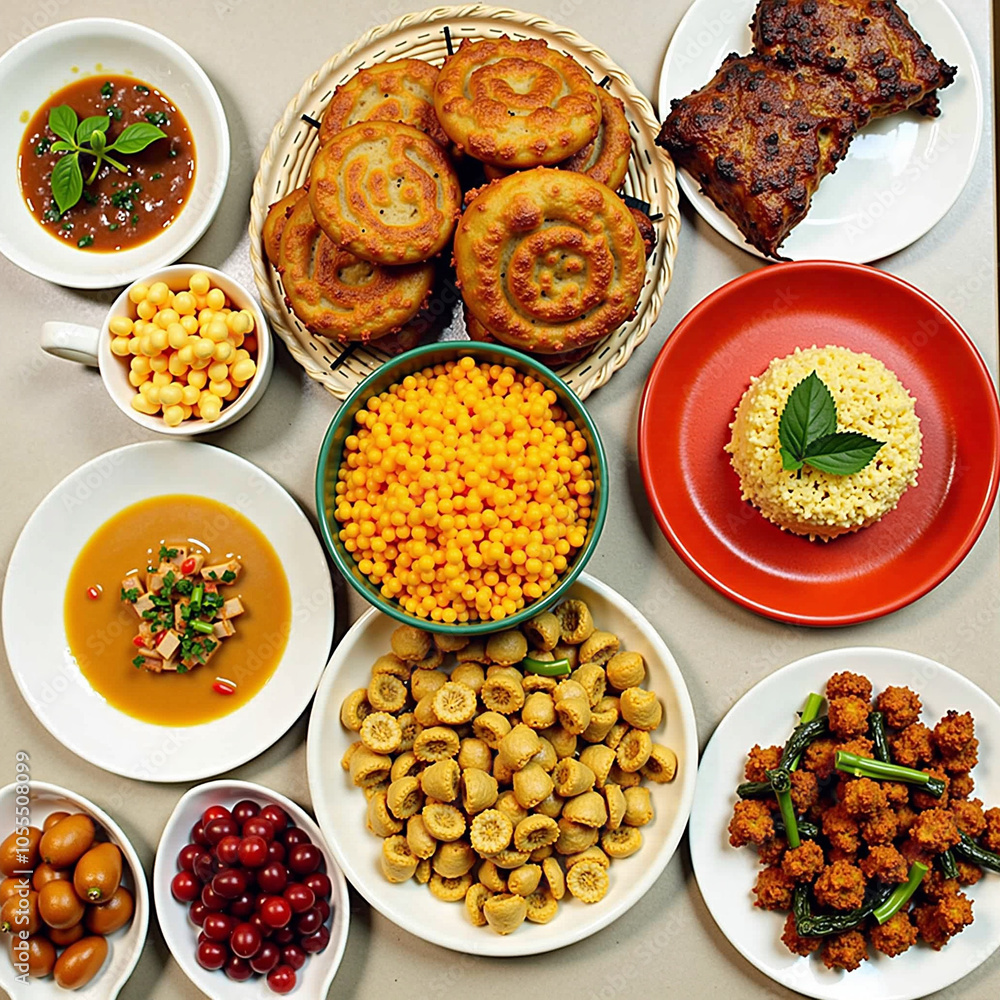 Delicious Thai Food Platter with a Variety of Dishes Delicious Thai Food Platter with a Variety of Dishes