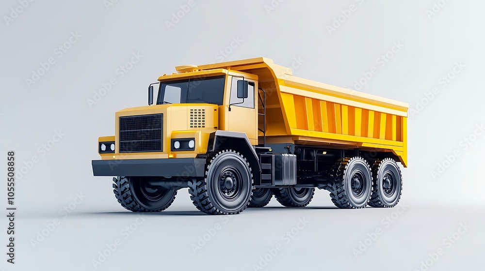 A yellow dump truck with large wheels, designed for transporting materials in construction. A yellow dump truck with large wheels, designed for transporting materials in construction.