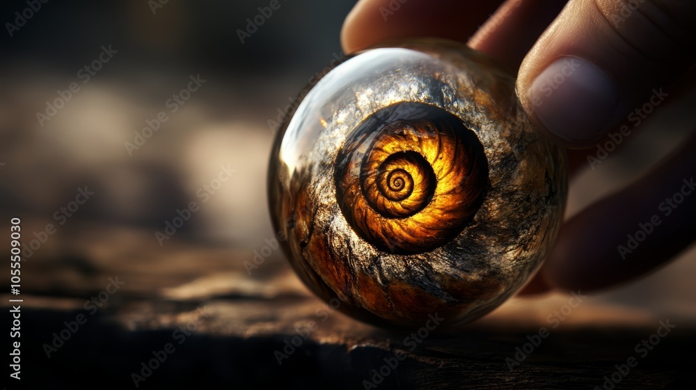 A tight shot of a hand cradling a stone, revealing a snail's eye embedded within A tight shot of a hand cradling a stone, revealing a snail's eye embedded within
