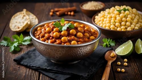 Indian chana masala su fondo nero  photo