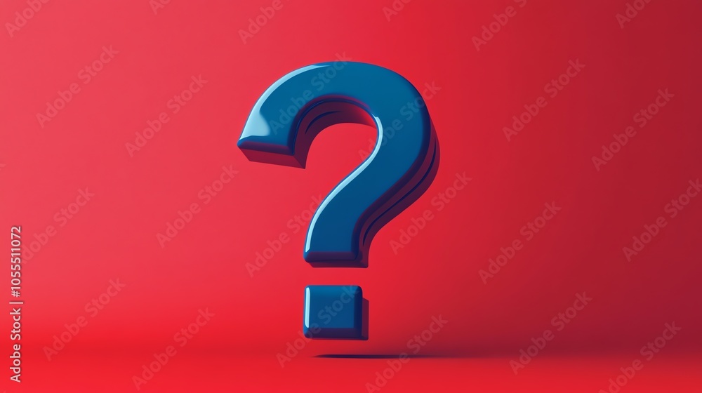 A blue question mark on a red background. A blue question mark on a red background.
