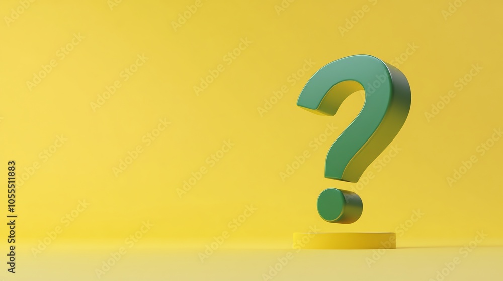 A large green question mark on a yellow background. A large green question mark on a yellow background.