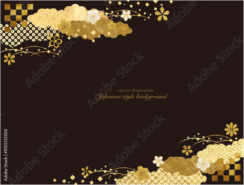 ゴールドモチーフの和柄の年賀状