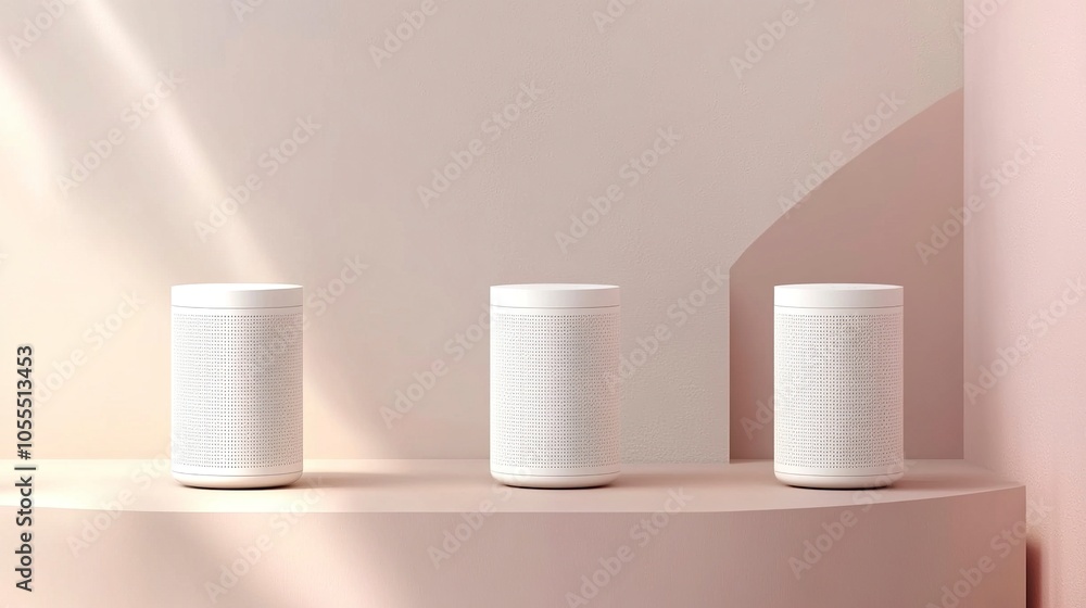 Minimalist 3D White Cylindrical Podium on Pastel Backdrop for Product Display and Branding ,Generative ai Minimalist 3D White Cylindrical Podium on Pastel Backdrop for Product Display and Branding ,Generative ai