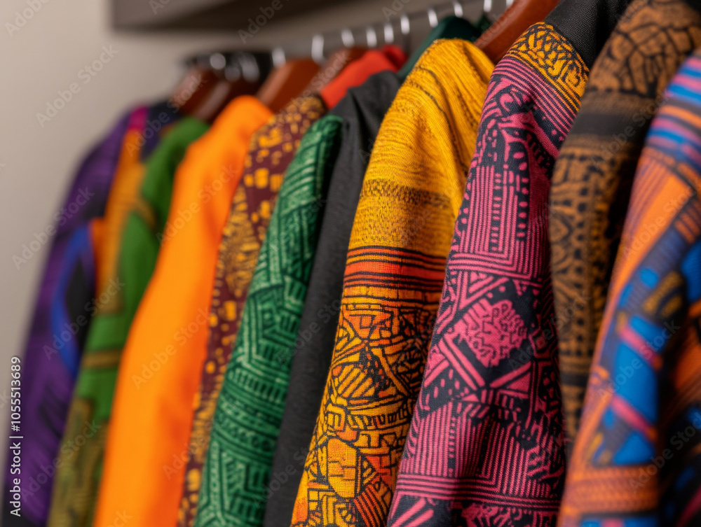 A close-up of traditional African textiles on display at a Black History Month cultural event. A close-up of traditional African textiles on display at a Black History Month cultural event.