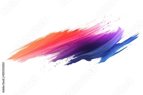 Spectrum watercolor, acrylic or gouache brush strokes drawn on white paper background. Colorful gradient brush design. Card or poster abstract