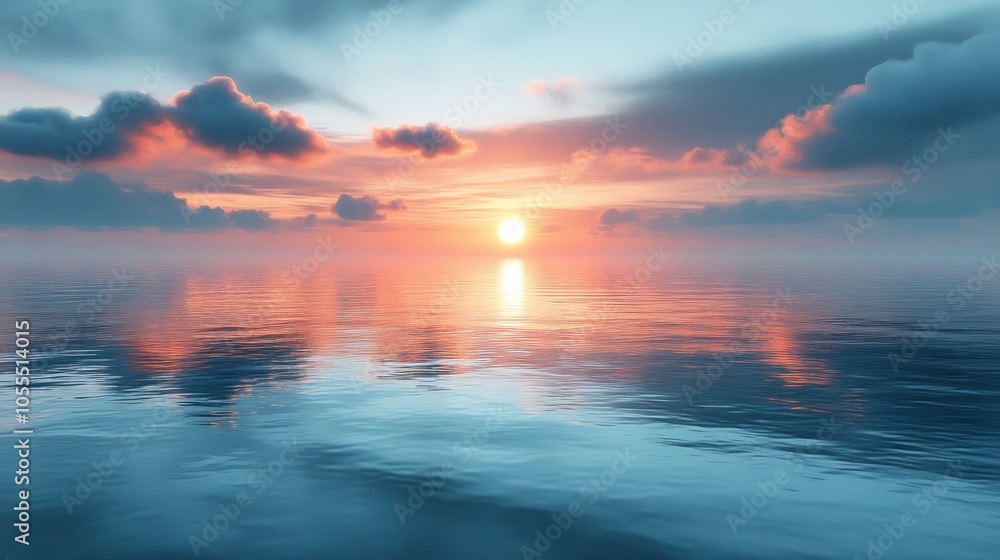Calm Ocean Water with a Sunset Reflection Calm Ocean Water with a Sunset Reflection