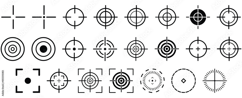 Set of Target Crosshair, gun sight vector icons. Bullseye, black and ...