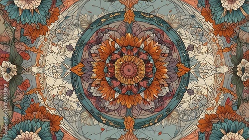 Wallpaper Mural Sacred Geometry Mandala with Butterflies and Flowers Torontodigital.ca