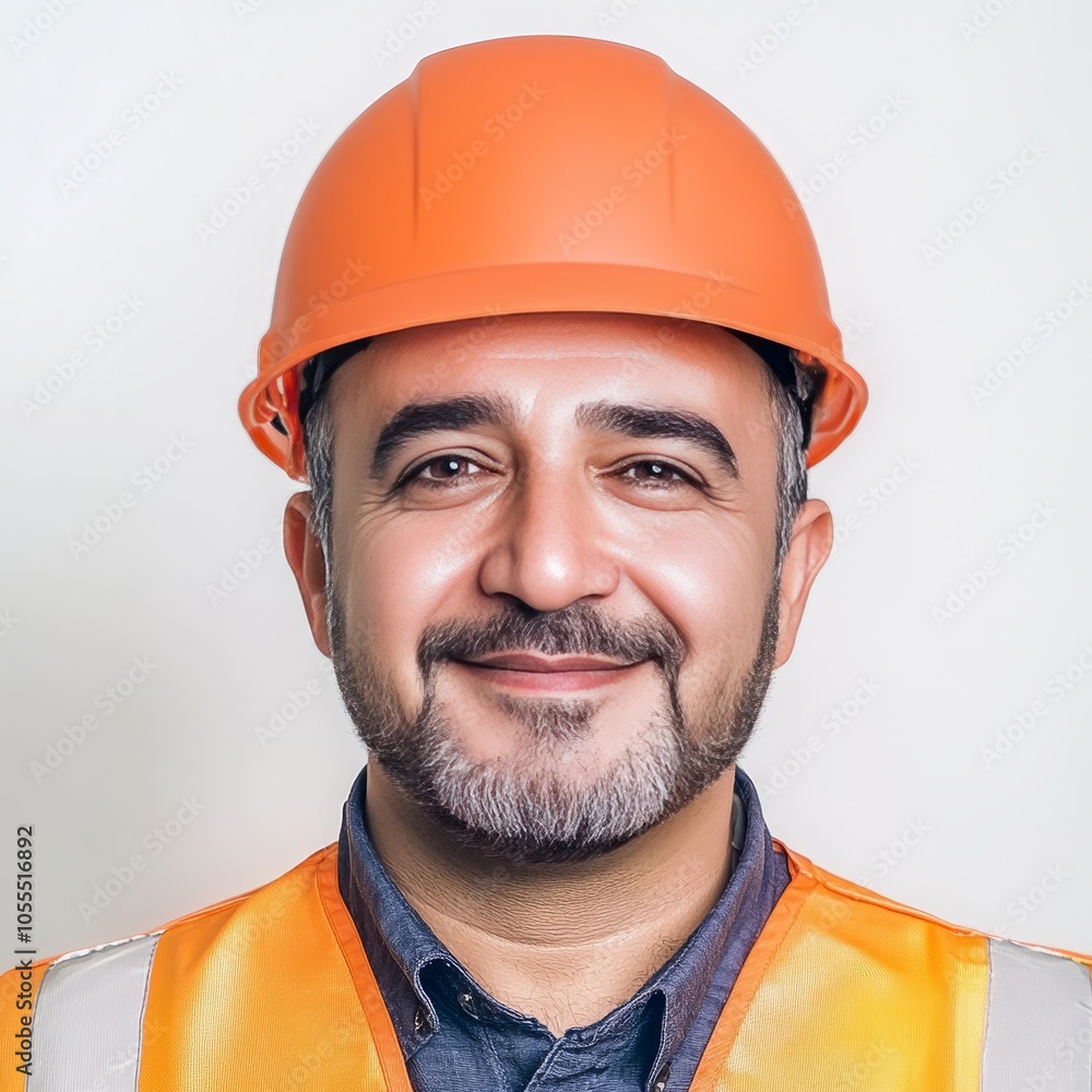 Smiling construction worker wearing a hard hat Smiling construction worker wearing a hard hat