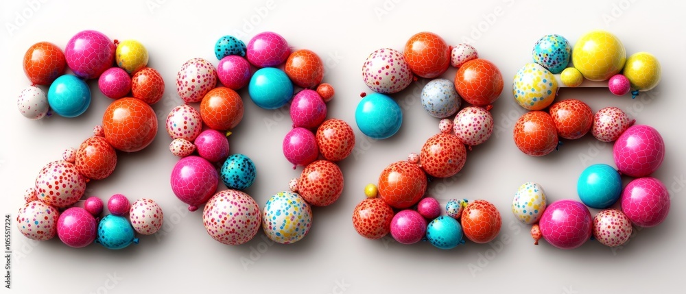 The image is a colorful display of balloons with the number 2015 written in them The image is a colorful display of balloons with the number 2015 written in them