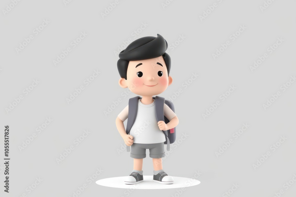 Cute Cartoon Boy with Backpack Cute Cartoon Boy with Backpack