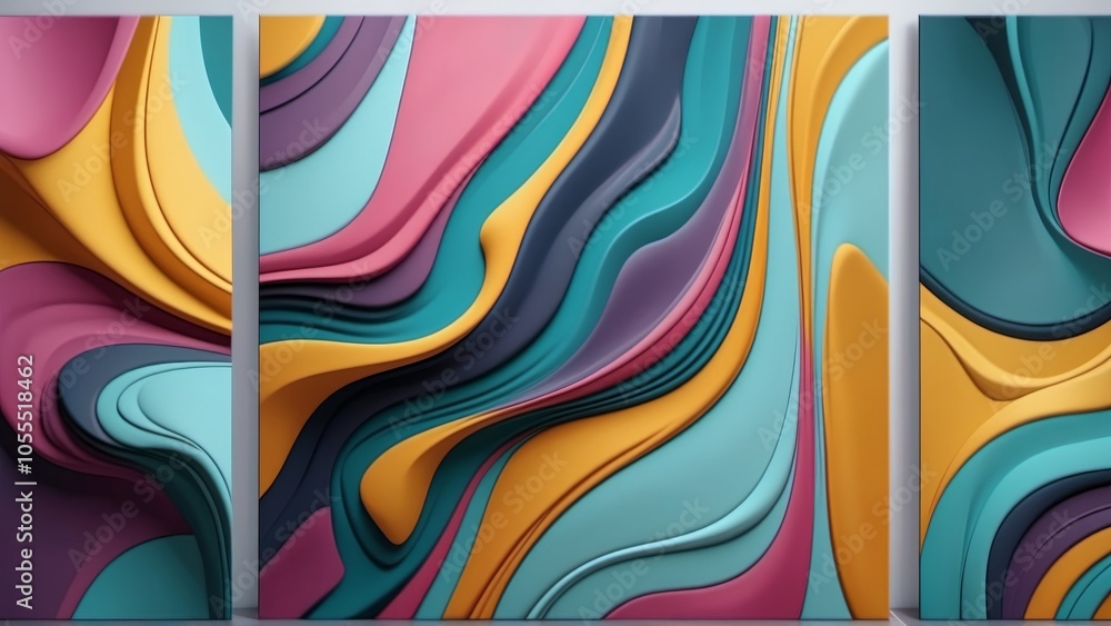 Vibrant abstract art with multicolored curves and layers Vibrant abstract art with multicolored curves and layers