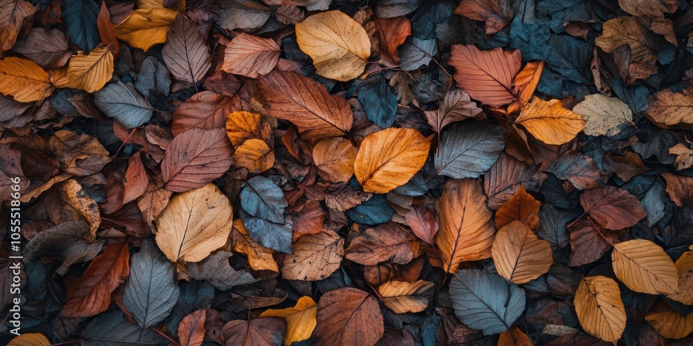 Autumn leaves in various shades of brown and blue. Autumn leaves in various shades of brown and blue.
