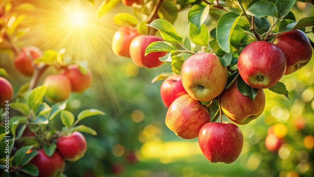 Ripe Apples in a Lush Orchard with Bokeh Effect for a Stunning Visual Experience Ripe Apples in a Lush Orchard with Bokeh Effect for a Stunning Visual Experience