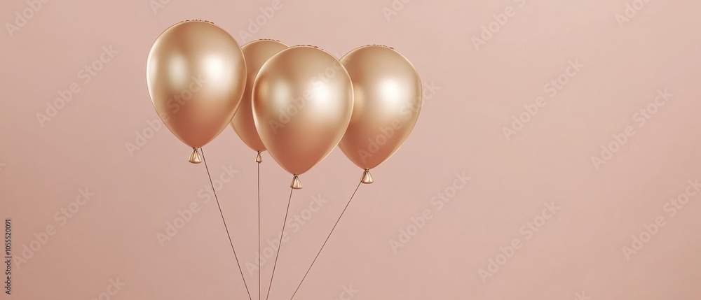 A bunch of gold balloons are floating in the air A bunch of gold balloons are floating in the air
