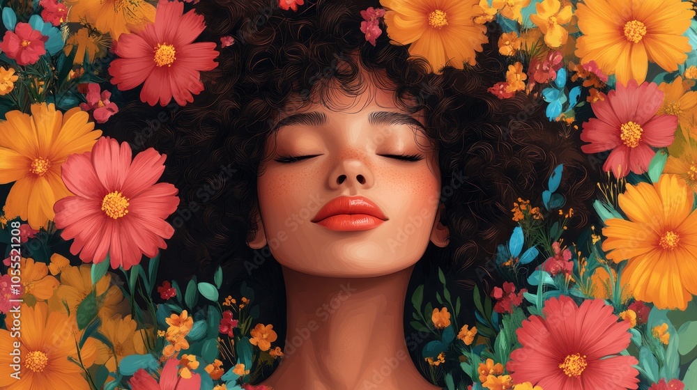 Woman Surrounded by Flowers Woman Surrounded by Flowers