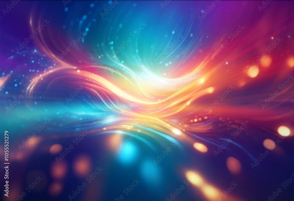 Fototapeta premium Abstract background with orange and blue glowing lines, resembling a stream of energy.
