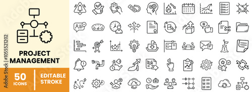 Streamline Your Workflow: 50 Essential Project Management Icons.