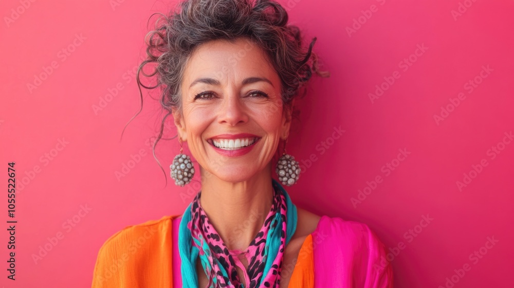Woman with colorful necklace Woman with colorful necklace