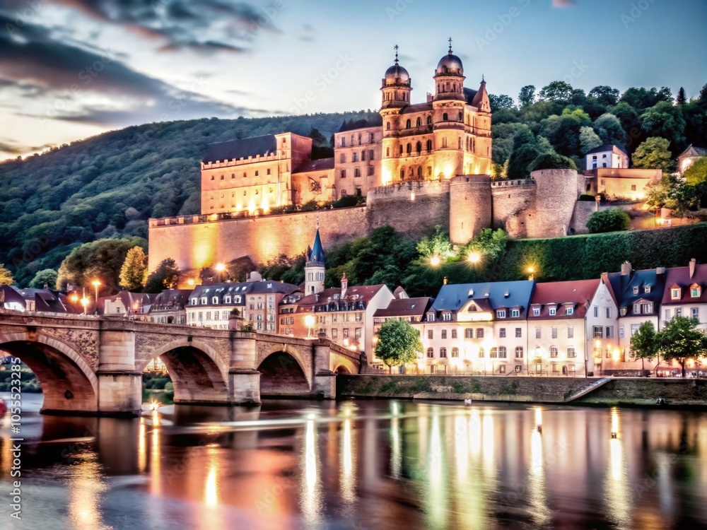 Scenic View of Heidelberg Castle Overlooking the Neckar River in Germany Scenic View of Heidelberg Castle Overlooking the Neckar River in Germany