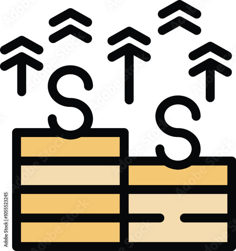 Icon of stacks of coins with trees growing out of them representing the concept of sustainable investment strategy photo