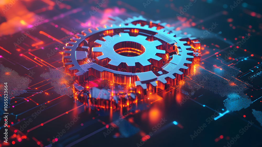 Gears and cogs representing teamwork and technology in an industrial setting Gears and cogs representing teamwork and technology in an industrial setting