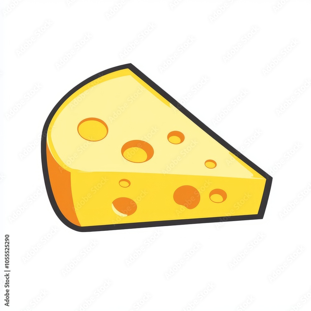 A wedge of yellow cheese with holes. A wedge of yellow cheese with holes.