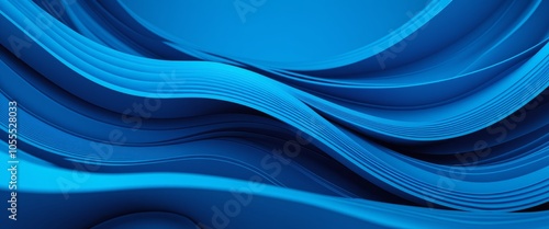 Abstract blue paper waves with fluid design and dynamic shapes