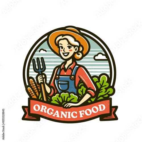 Organic food farmer cartoon character. Isolated vector illustration