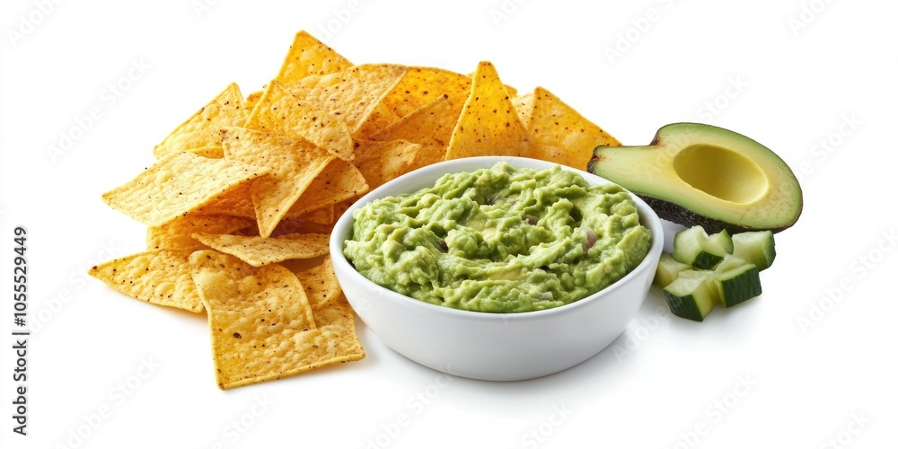Guacamole with Chips and Cucumber Guacamole with Chips and Cucumber