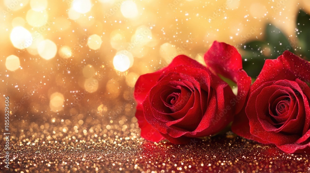 Two Red Roses on Table Two Red Roses on Table