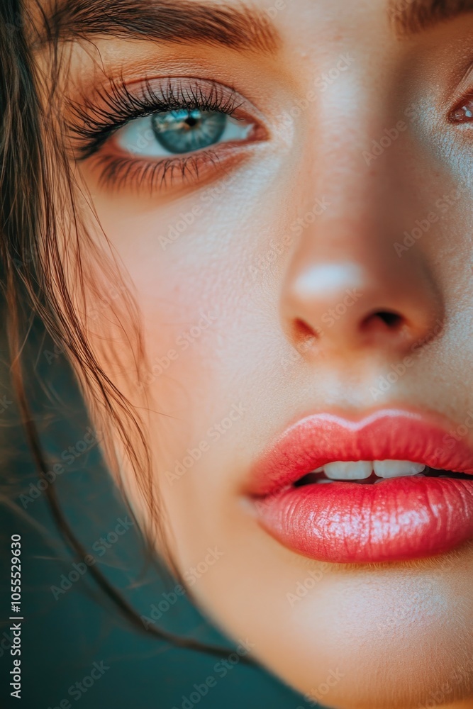Naklejka premium Woman's face with blue eyes