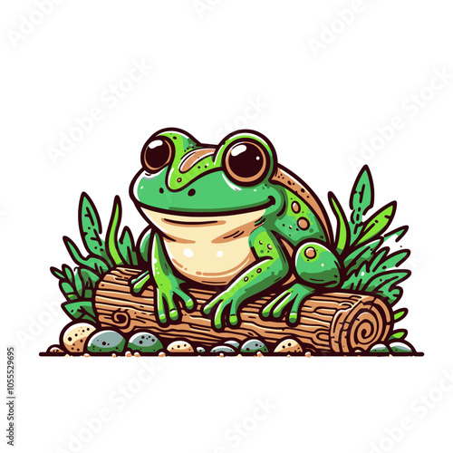 Beautiful outdoor frog isolated vector illustration	
