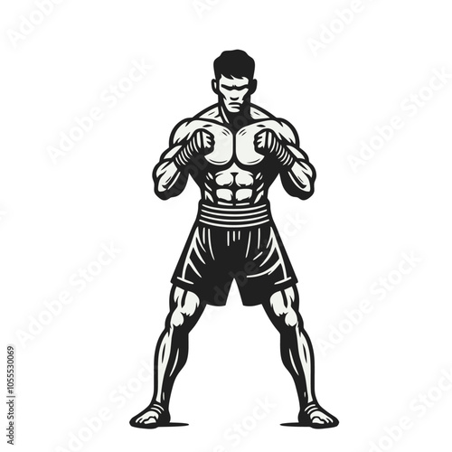 Mixed martial art fighter vector illustration	

