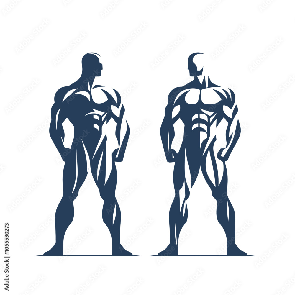 muscular person figure isolated vector illustration muscular person figure isolated vector illustration