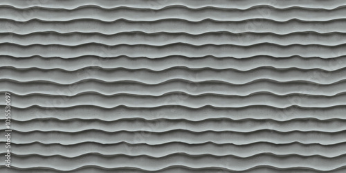 A textured acrylic surface with deep waves and a light, frosted gray color