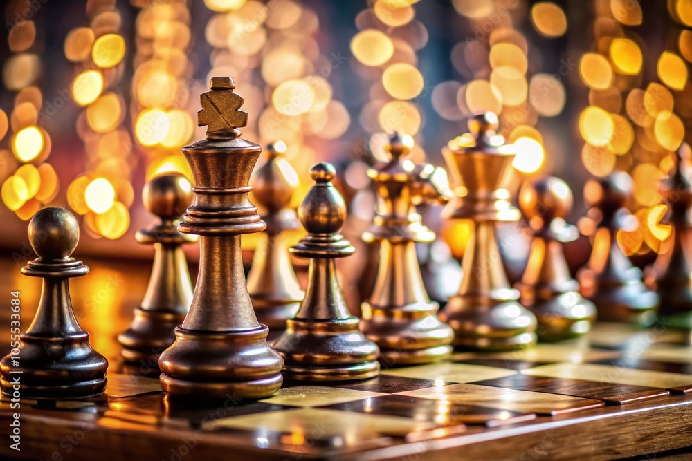 Strategic Chess Pieces on Board Symbolizing Business Strategy and Planning Concepts Strategic Chess Pieces on Board Symbolizing Business Strategy and Planning Concepts