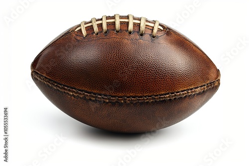 Vintage Leather Football Isolated on White Background