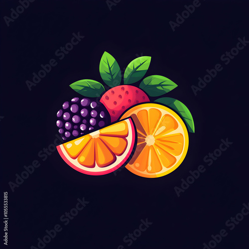 Health-Conscious Logo Design for a Smoothie Bar Featuring Vibrant Fruits and Fresh Ingredients photo