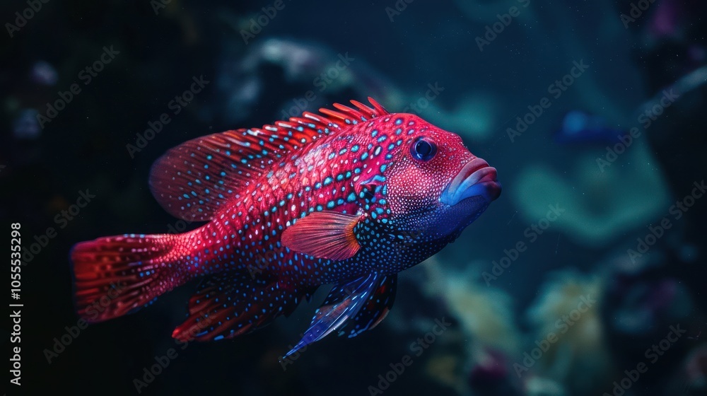 Obraz premium Red and Blue Fish in an Aquarium