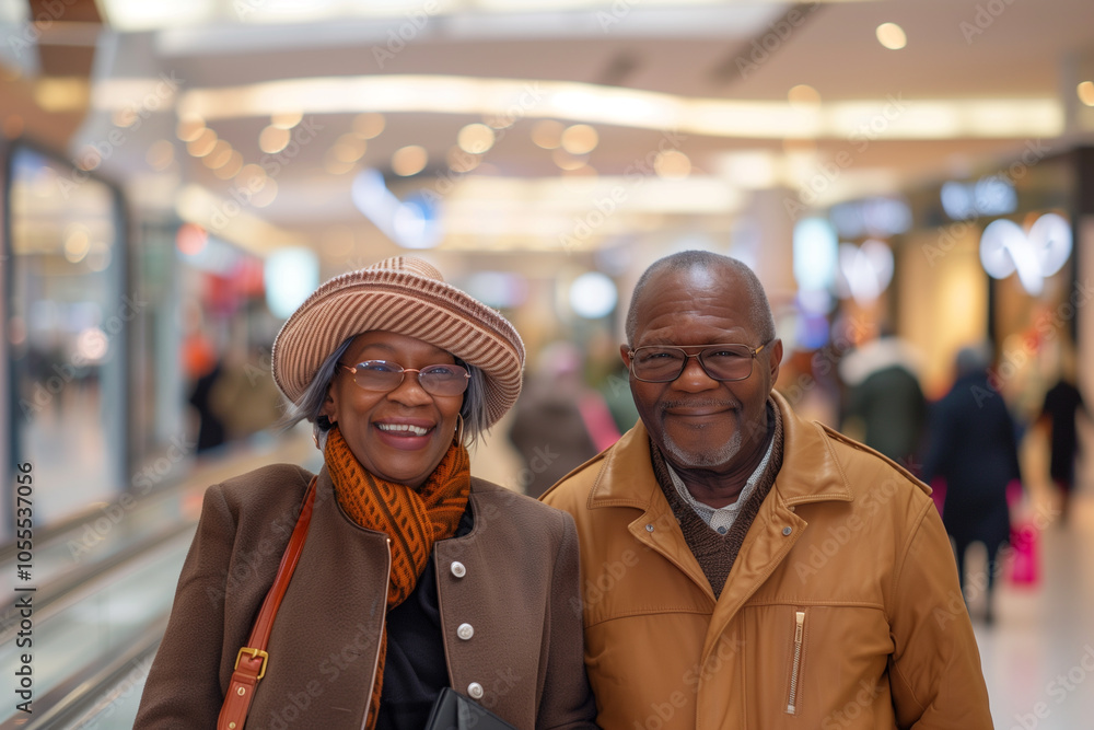 Joyful senior african american couple engaging in shopping at mall Joyful senior african american couple engaging in shopping at mall