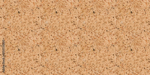 A close-up, top-down view of a classic terrazzo floor, with small, multicolored stone chips embedded in a light beige base