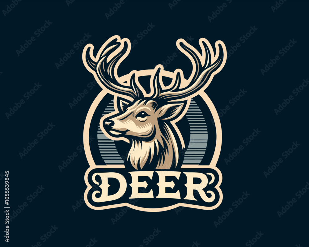 Deer Head Logo Vector Illustration for T-shirts Deer Head Logo Vector Illustration for T-shirts