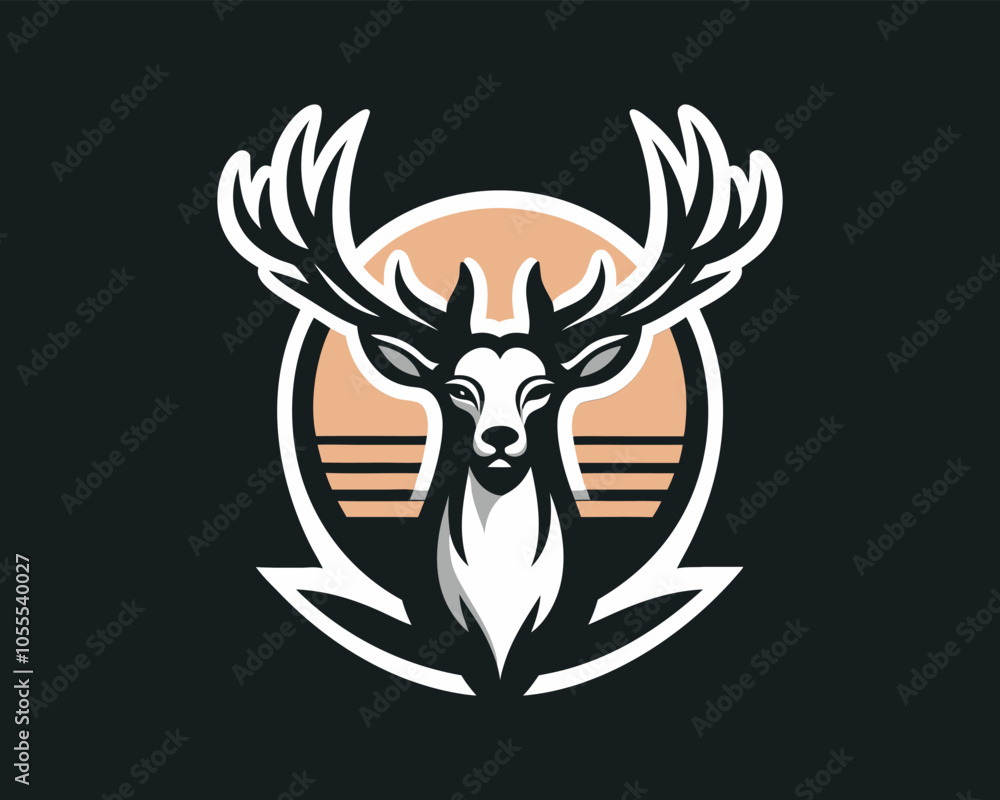 Deer Head Logo Vector Illustration for T-shirts Deer Head Logo Vector Illustration for T-shirts