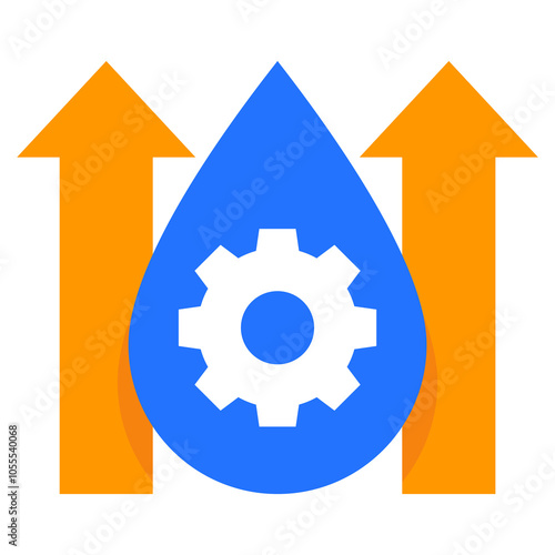 lubricant icon with arrows and gear