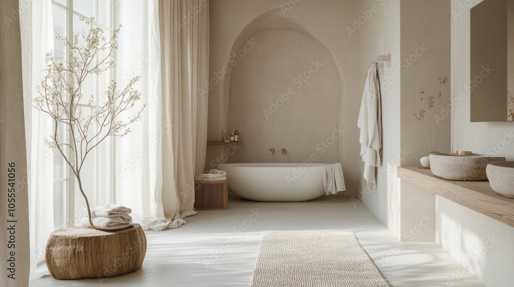 A serene space with natural elements, soft textures, and light colors that evoke calmness and joy in daily routines A serene space with natural elements, soft textures, and light colors that evoke calmness and joy in daily routines